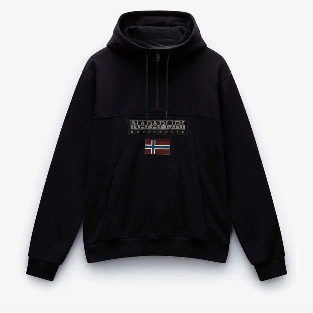 Napapijri Black Hoodie with Flag Detail (unisex s12)
